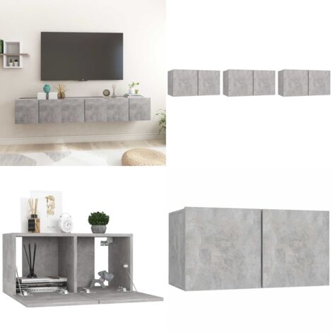 Mobili Porta TV Pensili 3pz Grigio Cemento 60x30x30 cm - Set di mobili TV - Mobili da parete