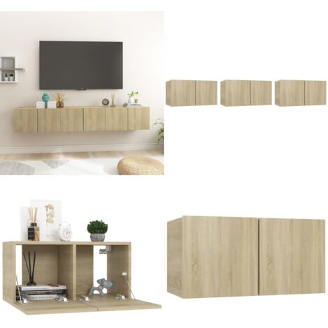 Mobili Porta TV Pensili 3pz Rovere Sonoma 60x30x30 cm - Porta TV - Set di mobili