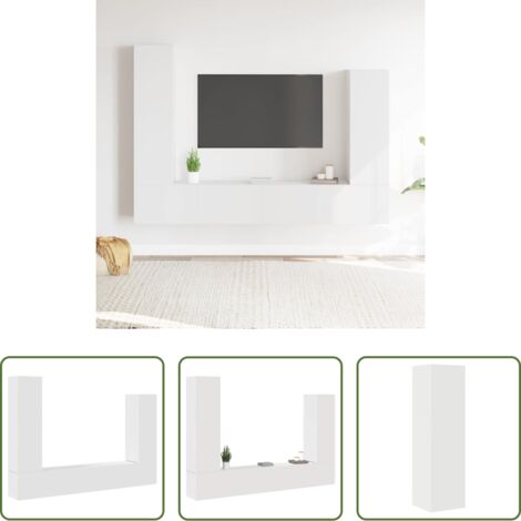 Mobili porta TV -  Set di Mobili Porta TV 4 pz Bianco in Legno Multistrato