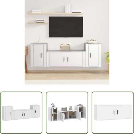 Mobili porta TV -  Set Mobili Porta TV 3 pz Bianco in Legno Multistrato