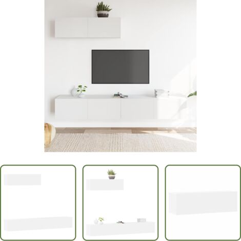 Mobili porta TV -  Set Mobili Porta TV 3 pz Bianco in Legno Multistrato