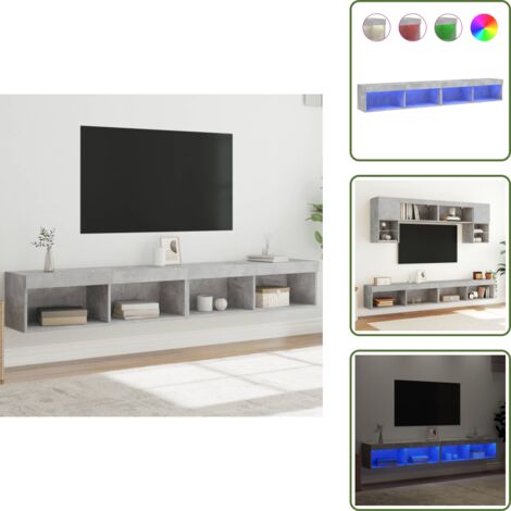 Mobili porta TV - vidaXL Mobili TV con Luci LED 2pz Grigio Cemento 100x30x30 cm - Design moderno