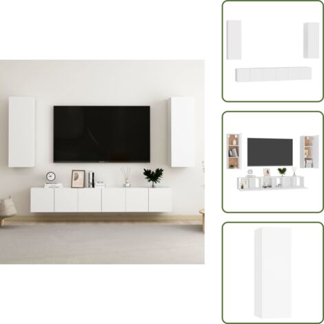 Mobili porta TV - vidaXL Set Mobili Porta TV 5 pz Bianco in Legno Multistrato - Armadio TV