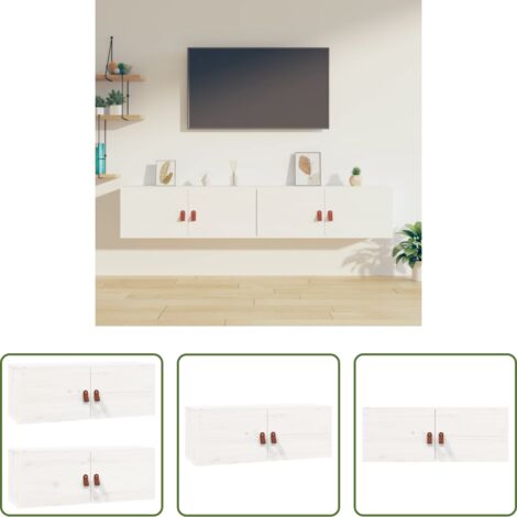 Mobili portaoggetti -  Pensili 2 pz Bianchi 80x30x30 cm in Legno Massello di Pino