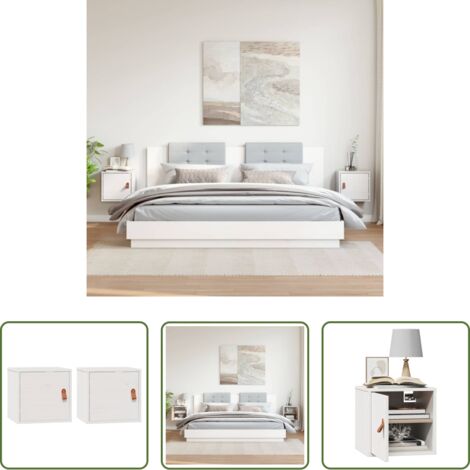 Mobili portaoggetti -  Pensili 2pz Bianchi 31,5x30x30 cm in Legno Massello di Pino