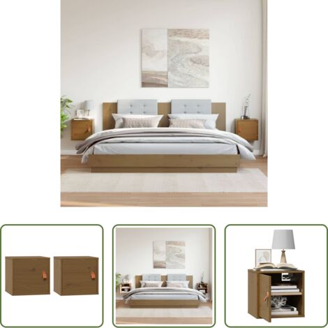 Mobili portaoggetti -  Pensili 2pz Marrone Ambra31,5x30x30cm in Legno Massello di Pino
