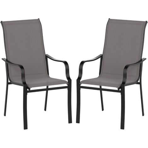 Mobili pranzo schienale alto sedile largo struttura metallo resistente Set sedie pranzo patio 2 Grigio