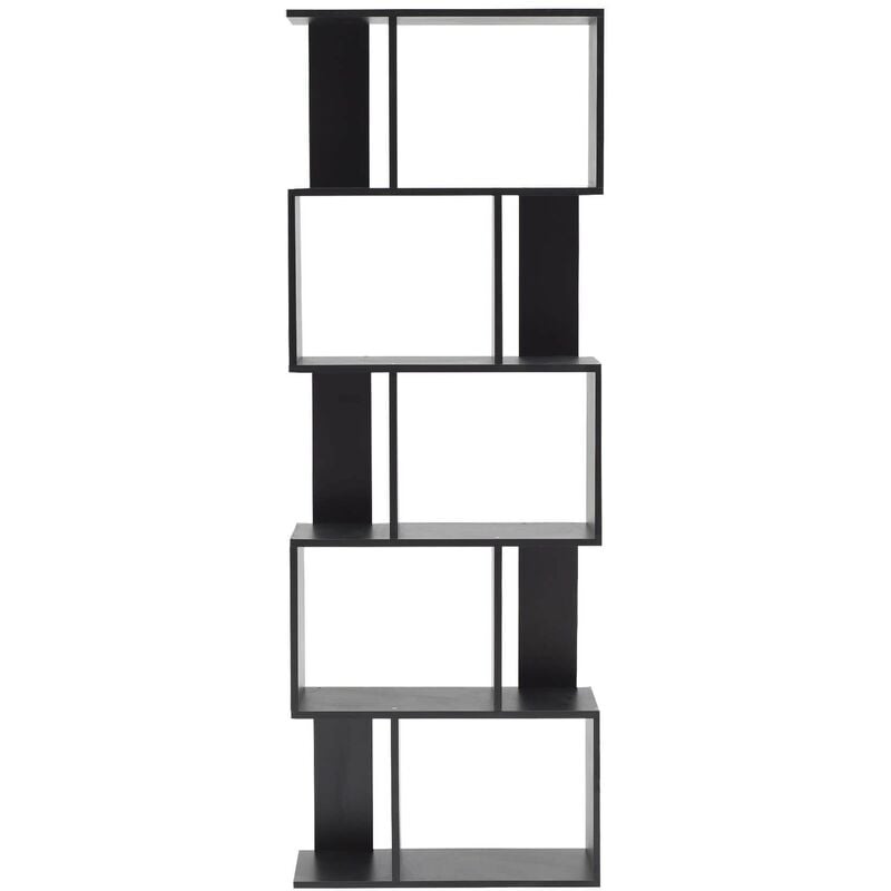 Mobili Rebecca - Rebecca Mobili Bibliotheque Etageres Bois Noir Design Moderne 172,5x60x24