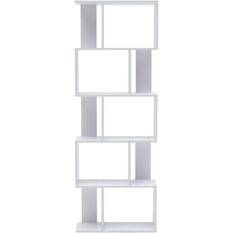 Mobili Rebecca - Rebecca Mobili Bibliotheque Etageres Bois Blanc Design 172,5x60x24,5