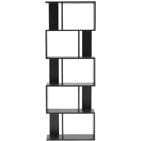 Mobili Rebecca – Bibliothèque en bois noir 172,5x60x24 cm – 5 étagères – Finition laquée mate – Design moderne pour espaces ouverts