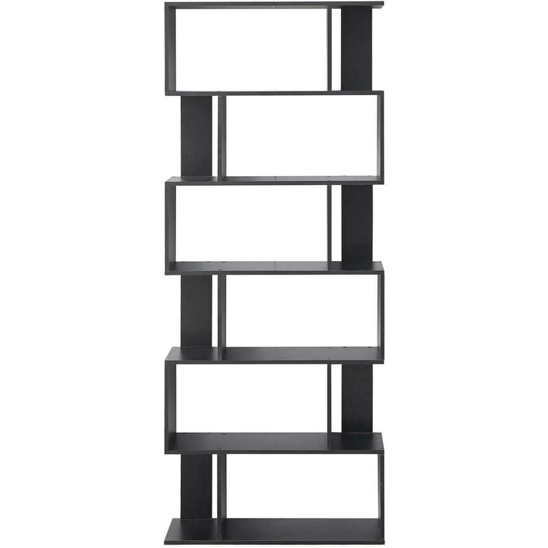 Mobili Rebecca - Rebecca Mobili Etagère Bibliothèque Moderne Bois Noir 6 Etagères 190x60x24