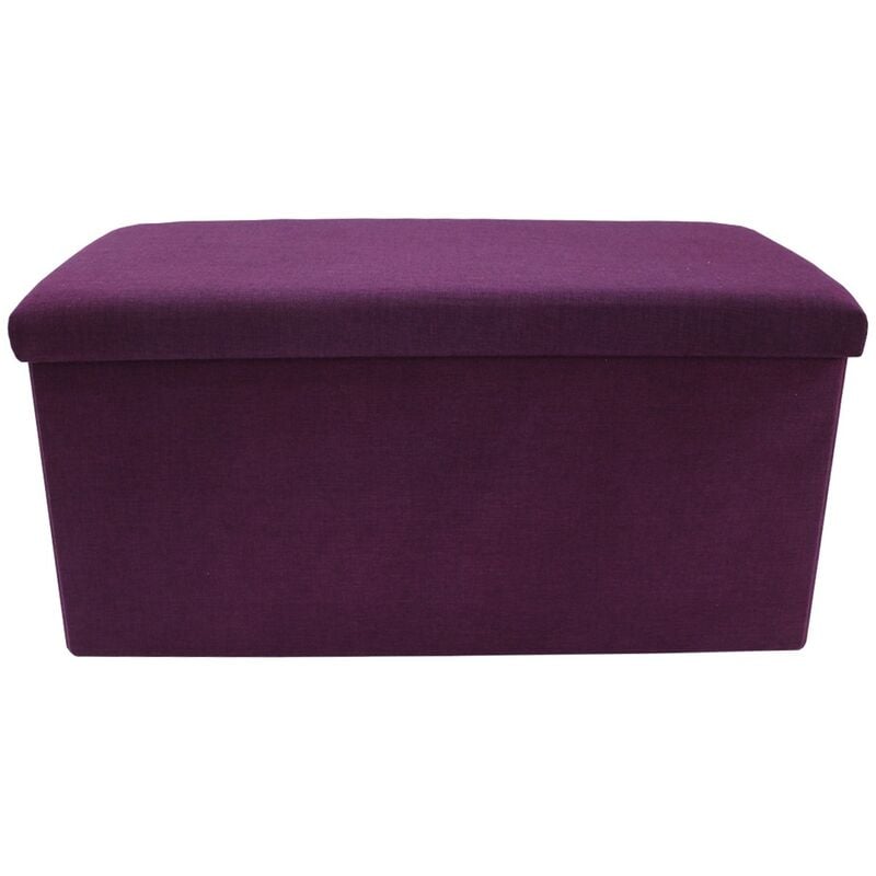 Pouf Repose-Pieds Rangement Violet Coton 38x76x38 - Mobili Rebecca