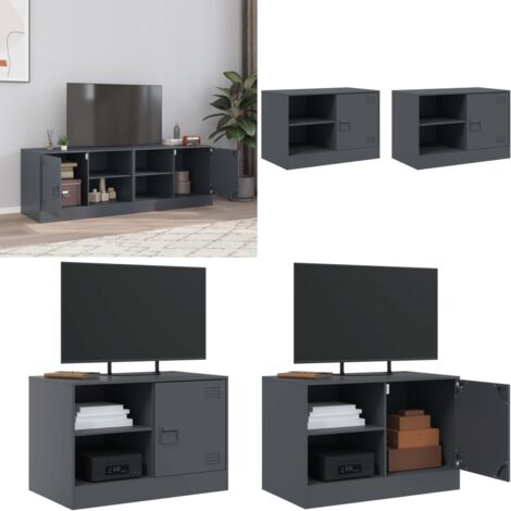 Mobili TV 2 pz Antracite 67x39x44 cm in Acciaio - Mobile TV in acciaio - Mobile TV antracite