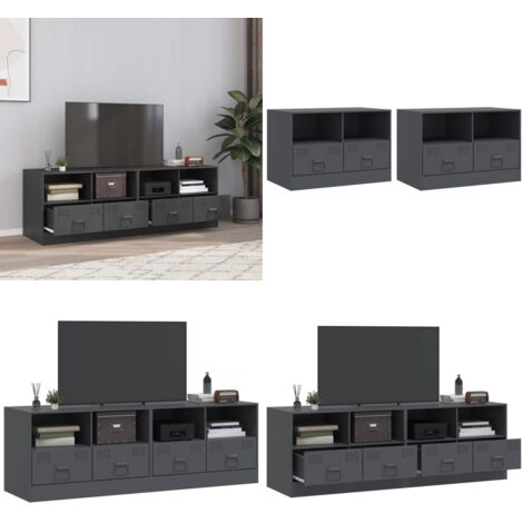 Mobili TV 2 pz Antracite 67x39x44 cm in Acciaio - TV stand - Armadietto TV