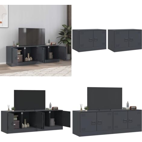 Mobili TV 2 pz Antracite 67x39x44 cm in Acciaio - TV stand - Armadio TV
