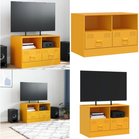 Mobili TV 2 pz Giallo Senape 67x39x44 cm in Acciaio - Mobile TV in acciaio - Mobile TV 2 pz