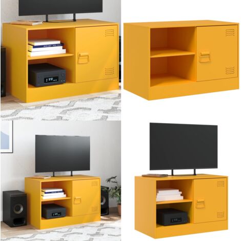 Mobili TV 2 pz Giallo Senape 67x39x44 cm in Acciaio - TV in acciaio - Mobile TV 2 pezzi