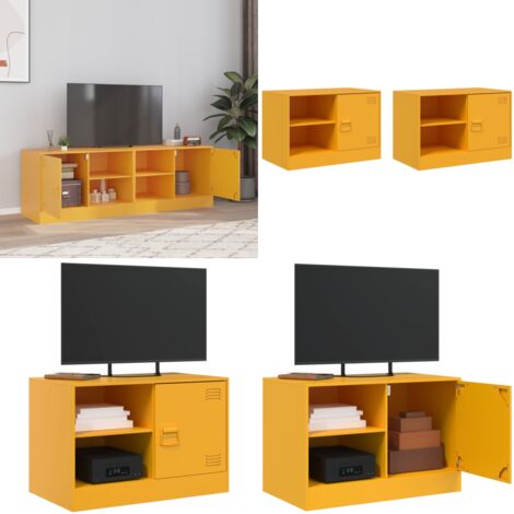 Mobili TV 2 pz Giallo Senape 67x39x44 cm in Acciaio - TV stand - Mobile TV