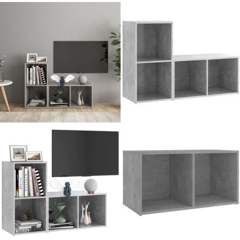 Mobili TV 2 pz Grigio Cemento 72x35x36,5cm in Legno Multistrato - TV Stand - Mobile TV Grigio Cemento