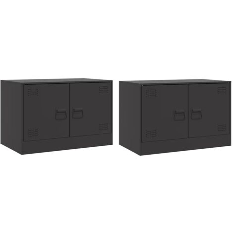 Mobili TV 2 pz Neri 67x39x44 cm in Acciaio vidaXL 383089