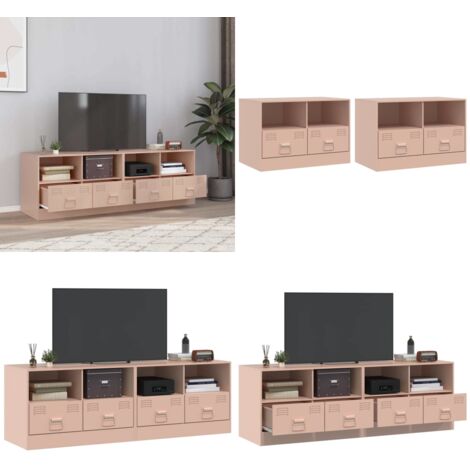 Mobili TV 2 pz Rosso 67x39x44 cm in Acciaio - TV stand - Stand TV