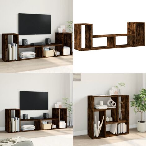 Mobili TV 2 pz Rovere Fumo 75x30x50 cm in Legno Multistrato - Credenza TV - Mobile in legno