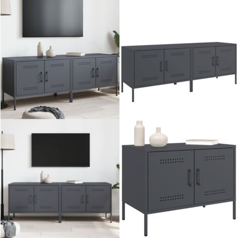 Mobili TV 2pz Antracite 68x39x50,5 cm in Acciaio - Mobili in acciaio - Mobili industriali