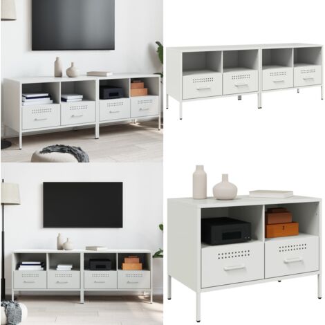 Mobili TV 2pz Bianchi 68x39x50,5 cm in Acciaio - Mobili tv industriali - Armadi tv