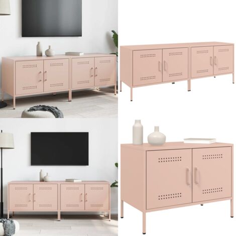 Mobili TV 2pz Rosa 68x39x50,5 cm in Acciaio - Armadi tv - Armadi in acciaio