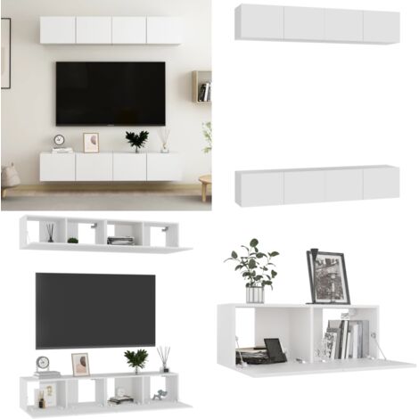Mobili TV 4 pz Bianchi 80x30x30 cm in Legno Multistrato - Armadietto TV - Supporto TV