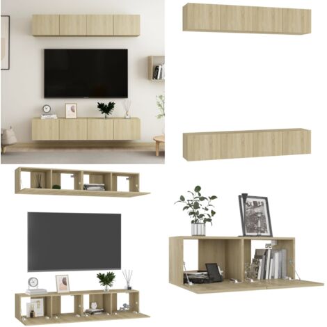 Mobili TV 4 pz Rovere Sonoma 80x30x30 cm in Legno Multistrato - Armadietto TV - Supporto TV