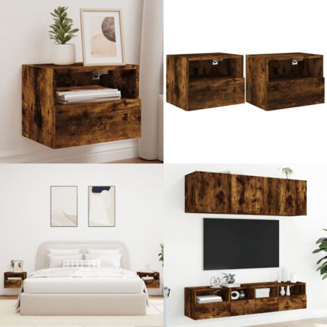 Mobili TV a Muro 2 pz Rovere Fumo 40x30x30 cm Legno Multistrato - Mobile TV - Armadio TV