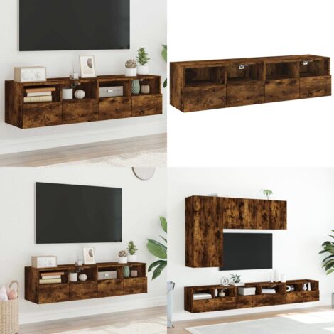 Mobili TV a Muro 2 pz Rovere Fumo 60x30x30 cm Legno Multistrato - Mobili TV - Armadi TV