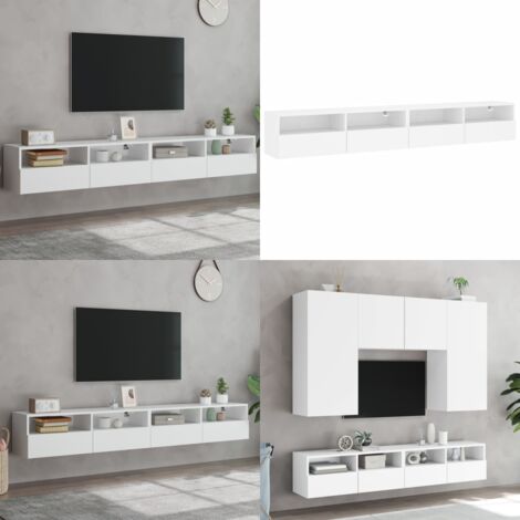 Mobili TV a Parete 2pz Bianchi 100x30x30 cm Legno Multistrato - Mobili TV - Armadi TV