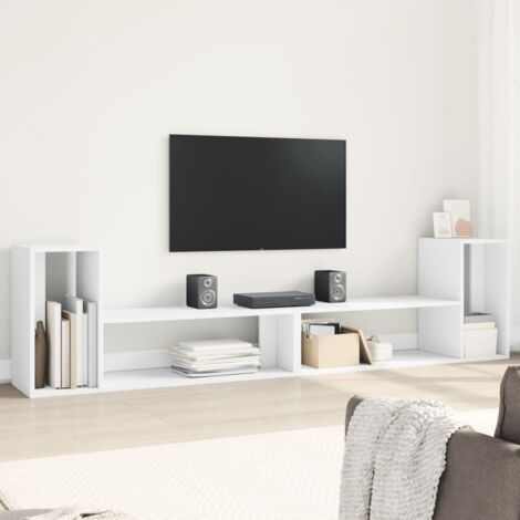 Mobili TV a Parete 2pz Bianchi 100x30x50cm in Legno Multistrato vidaXL74496