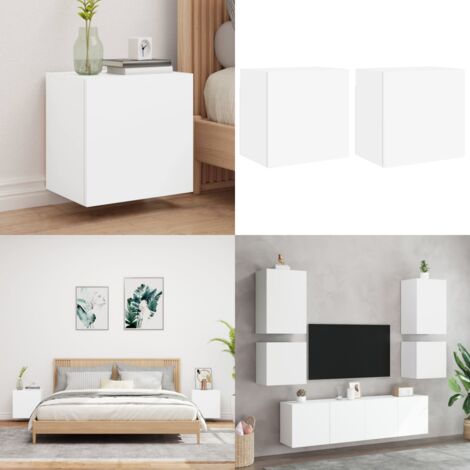 Mobili TV a Parete 2pz Bianchi 40,5x30x40 cm Legno Multistrato - Mobile TV - Armadio TV