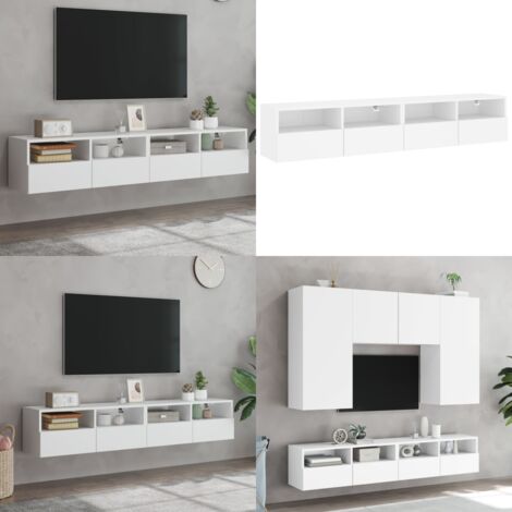 Mobili TV a Parete 2pz Bianchi 80x30x30 cm in Legno Multistrato - Mobili TV - Armadi TV