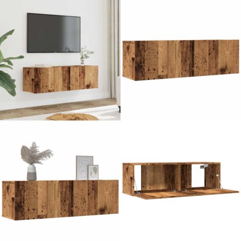 Mobili TV a Parete 2pz Legno Antico 100x30x30 cm - Mobile TV - TV a parete