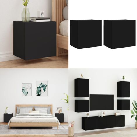 Mobili TV a Parete 2pz Neri 40,5x30x40 cm in Legno Multistrato - Mobile TV - Armadio TV