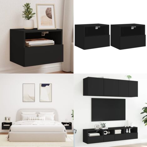 Mobili TV a Parete 2pz Neri 40x30x30 cm in Legno Multistrato - Mobile TV - Armadio TV