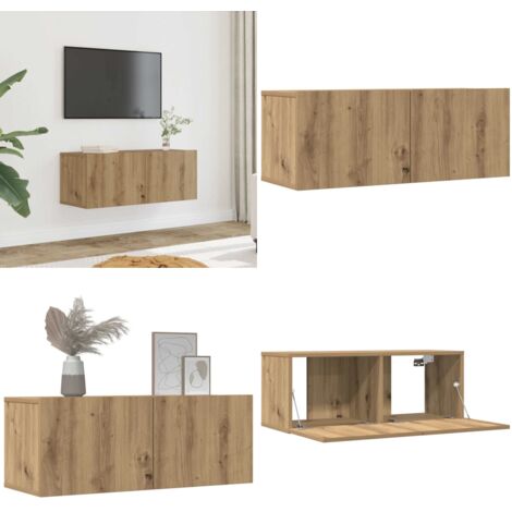 Mobili TV a Parete 2pz Rovere Artigianale 80x30x30 cm - TV a parete - Mobile per TV