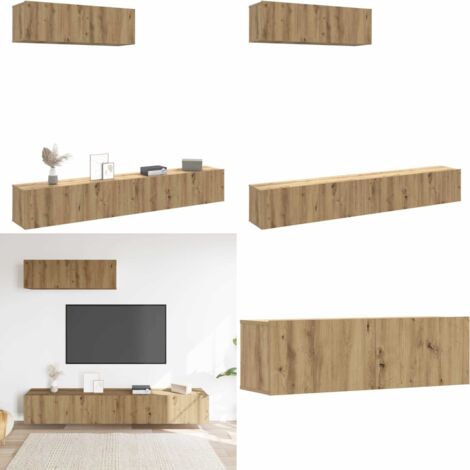 Mobili TV a Parete 3 pz Rovere 100x30x30 cm Truciolato - Mobili TV - Armadi TV