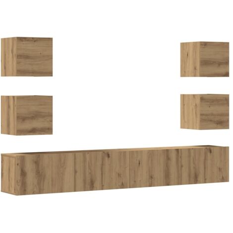 Mobili TV a Parete 6 pz Rovere Artigianale Legno Multistrato vidaXL