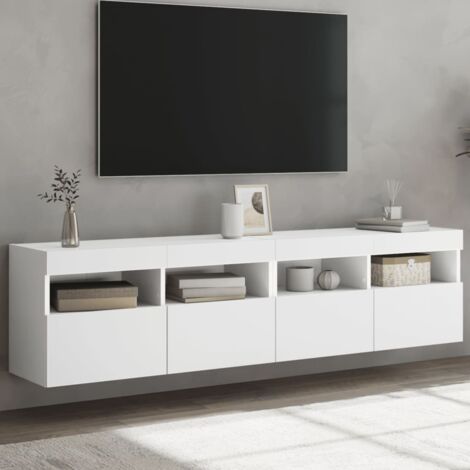Mobili TV a Parete con Luci LED 2pz Bianchi 80x30x40 cm vidaXL