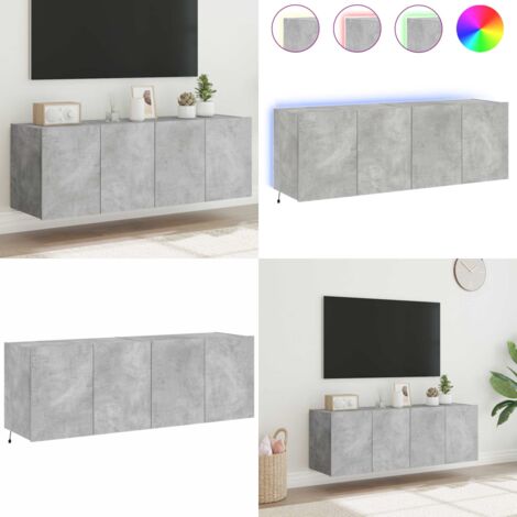 Mobili TV a Parete con Luci LED 2pz Grigio Cemento 60x35x41 cm - Mobili TV a parete - Luci LED RGB