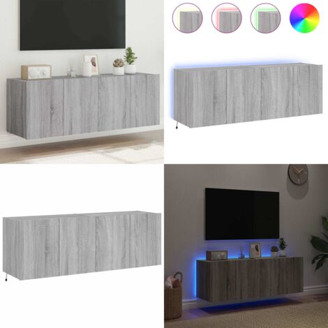 Mobili TV a Parete con Luci LED 2pz Grigio Sonoma 60x35x41 cm - Mobili TV a parete - Luci LED RGB