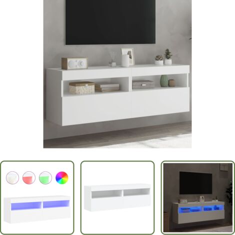 Mobili TV a parete -  Mobili TV a Parete con Luci LED 2pz Bianchi 60x30x40 cm