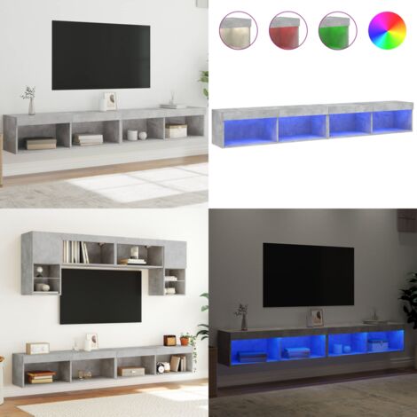 Mobili TV con Luci LED 2pz Grigio Cemento 100x30x30 cm - Luci RGB - Mobili porta TV