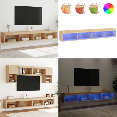 Mobili TV con Luci LED 2pz Rovere Sonoma 100x30x30 cm - Mobili porta TV - Luci LED RGB