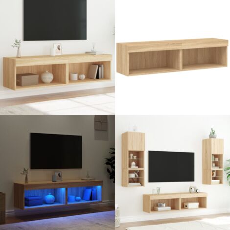 Mobili TV con Luci LED 2pz Rovere Sonoma 60x30x30 cm - Mobili porta TV - Luci LED RGB